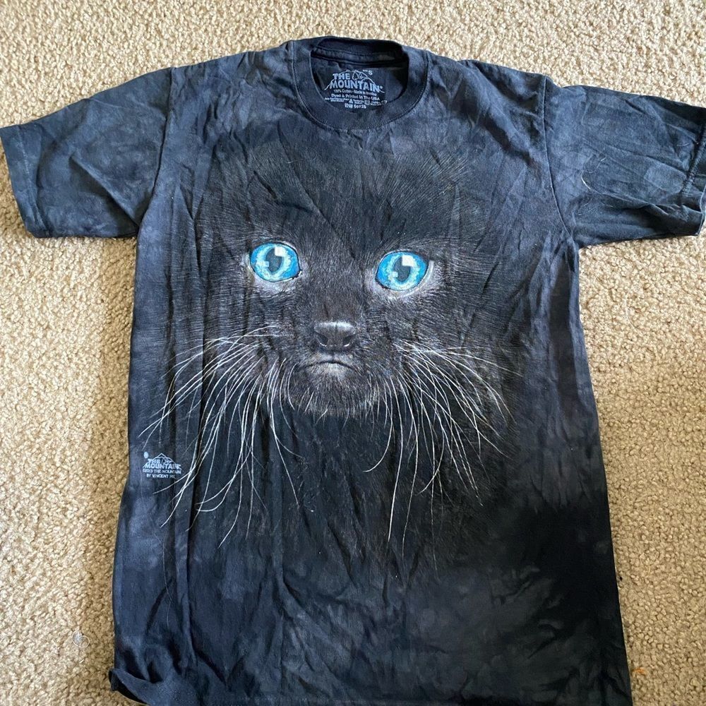 Mens Unisex The Mountain Black Cat Kitten Tshirt
